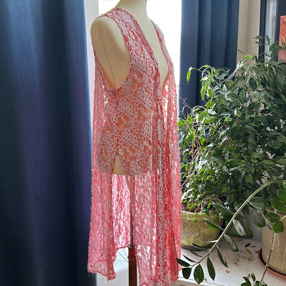 🦄UNICORN🦄Coral & White Lace LuLaRoe Joy EUC - Picture 4 of 12